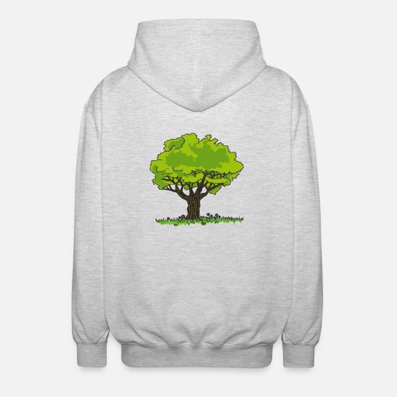 Dessin arbre pré et fleurs - Veste à capuche unisexe - gris clair chiné