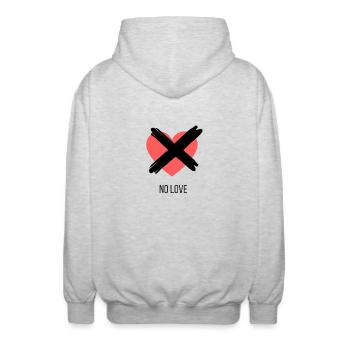 No love - Unisex Hooded Jacket - light heather grey - Back - AI Model Male 185 light (185cm)