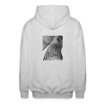 Abstrakte gebogene Kurven Linien - Unisex Kapuzenjacke - Hellgrau meliert - Hinten - AI Model Male 185 light (185cm)