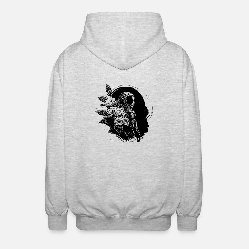 Astronaut in Unendlichkeit mit Blumen - Unisex Kapuzenjacke - Hellgrau meliert