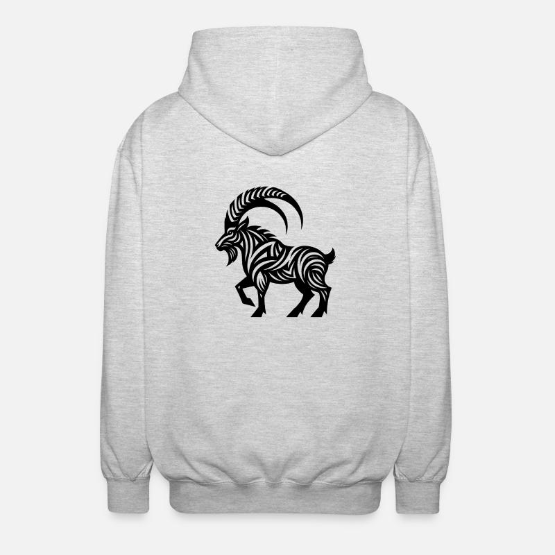 Steinbock Tattoo Style - Unisex Kapuzenjacke - Hellgrau meliert