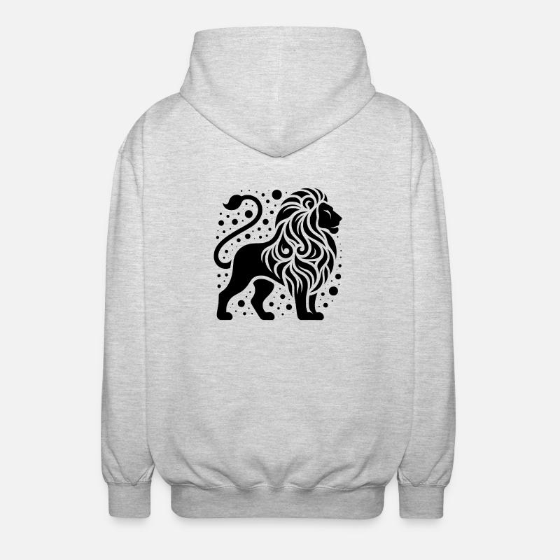 Stolzer Löwe mit wilder Mähne - Unisex Kapuzenjacke - Hellgrau meliert