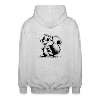 Dessin au crayon d’écureuil mignon - Veste à capuche unisexe - gris clair chiné - Dos - AI Model Male 185 light (185cm)