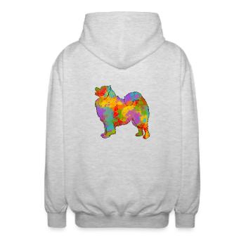 Samojeden Multicolor - Unisex Kapuzenjacke - Hellgrau meliert - Hinten - AI Model Male 185 light (185cm)