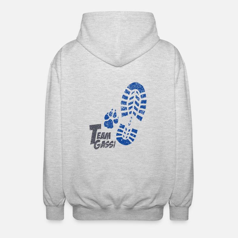 Fussabdruecke blau - Unisex Kapuzenjacke - Hellgrau meliert