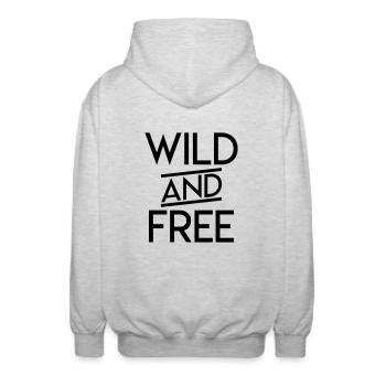 Wild and Free - Unisex Kapuzenjacke - Hellgrau meliert - Hinten - AI Model Male 185 light (185cm)