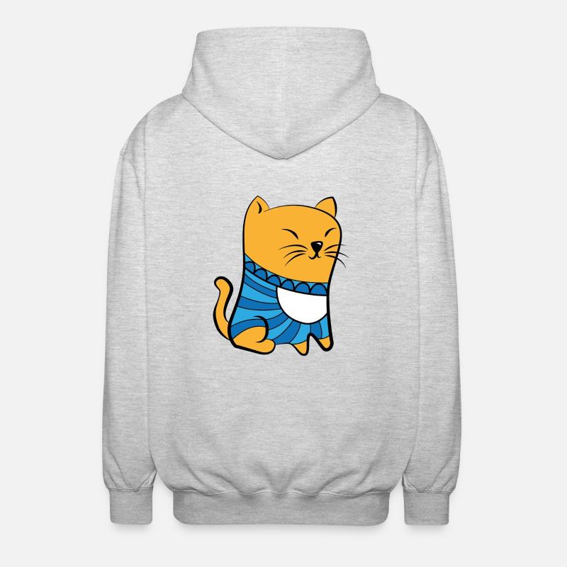 Katze mit Pullover - Unisex Kapuzenjacke - Hellgrau meliert
