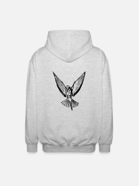 bird - Unisex Hooded Jacket - light heather grey