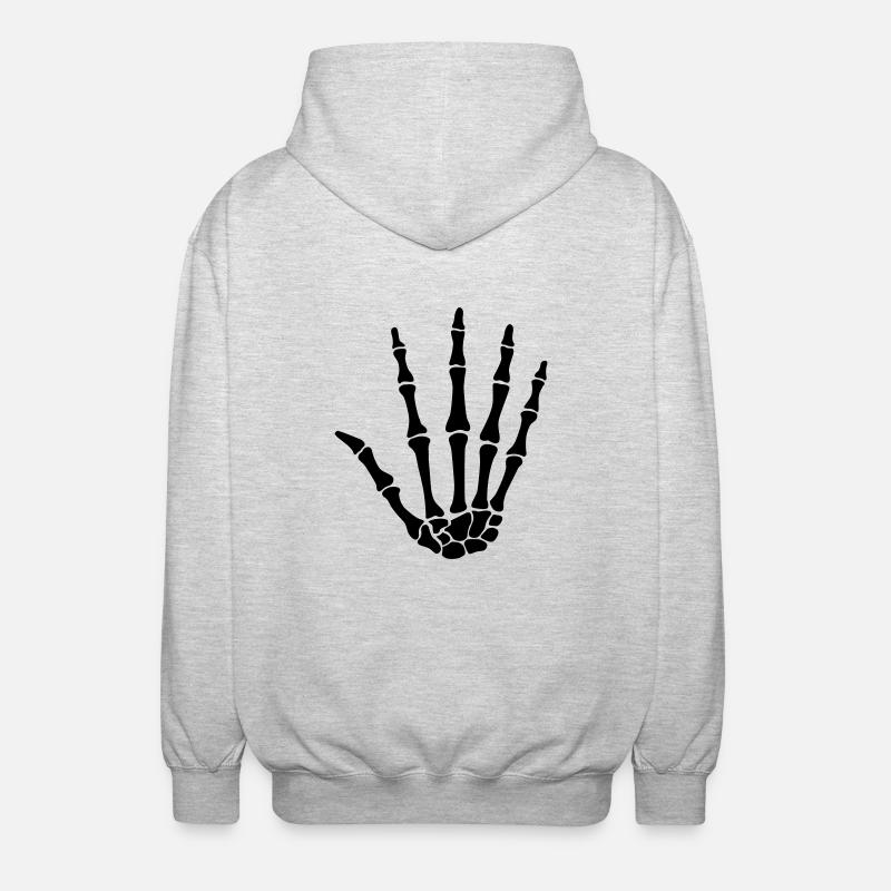 skull hand - knochen hand - Veste à capuche unisexe - gris clair chiné