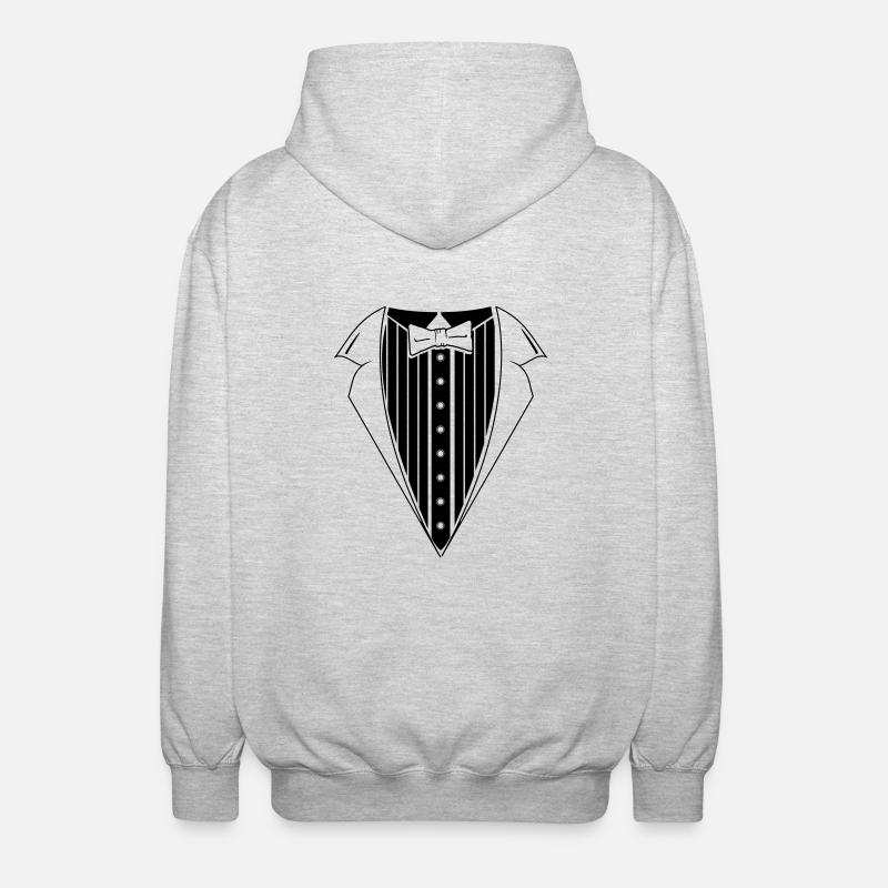 Anzug mit Fliege - Unisex Kapuzenjacke - Hellgrau meliert