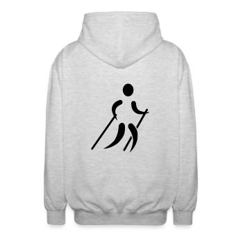 Nordic Walking - Unisex Kapuzenjacke - Hellgrau meliert - Hinten - AI Model Male 185 light (185cm)