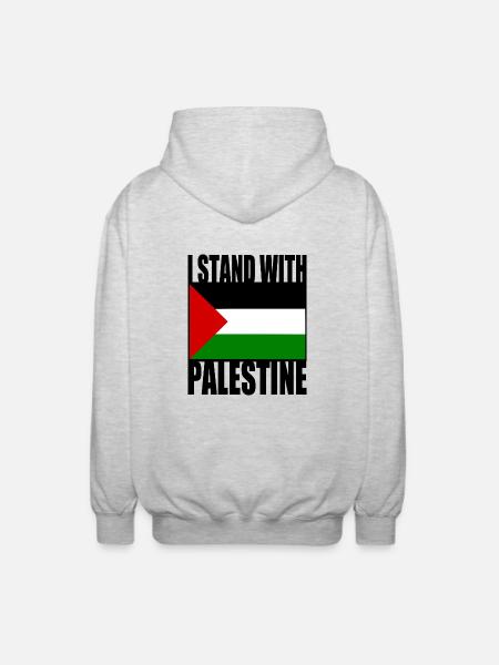 I stand with palestine - Unisex Hooded Jacket - light heather grey
