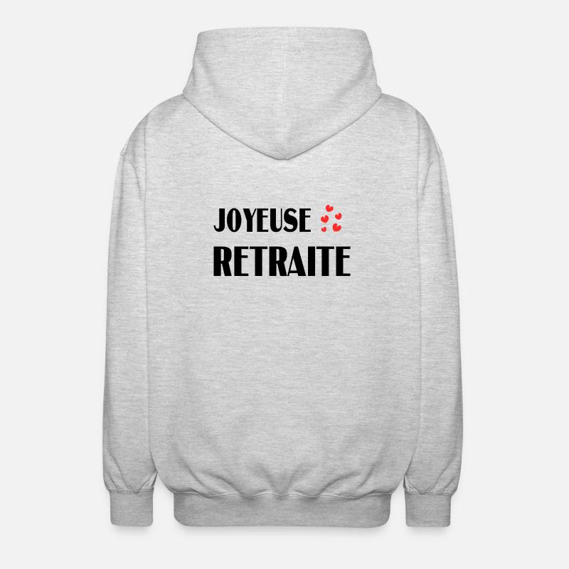 RETRAITE. BONNE RETRAITE. JOYEUSE RETRAITE - Veste à capuche unisexe - gris clair chiné