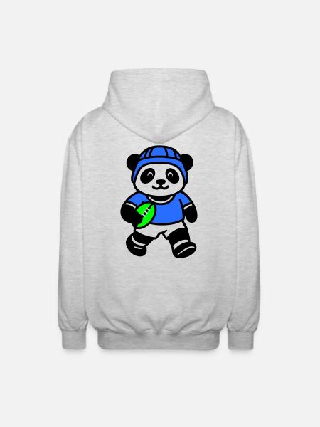 Panda-Rugby - Unisex Kapuzenjacke - Hellgrau meliert