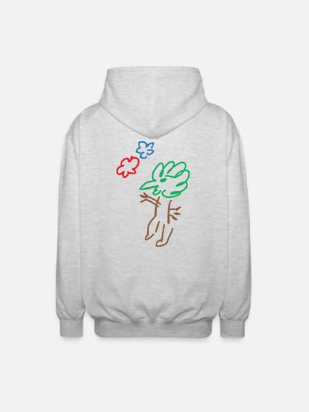 Bird - Bird - Tree - Tree - Nature - Abstract - Unisex Hooded Jacket - light heather grey