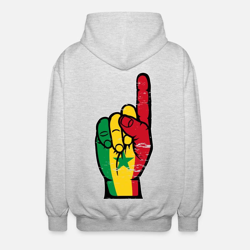 Main des drapeaux du Sénégal - Veste à capuche unisexe - gris clair chiné