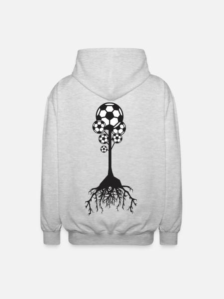 Fußball Ball Baum - Unisex Kapuzenjacke - Hellgrau meliert
