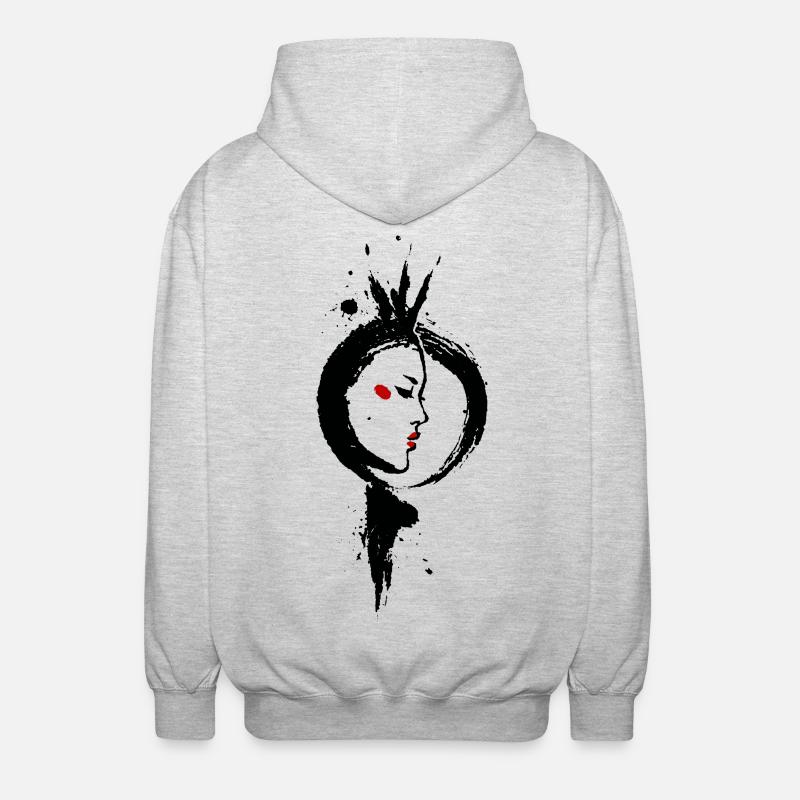 Amaterasu – Déesse Soleil Enso Sumi-e - Veste à capuche unisexe - gris clair chiné