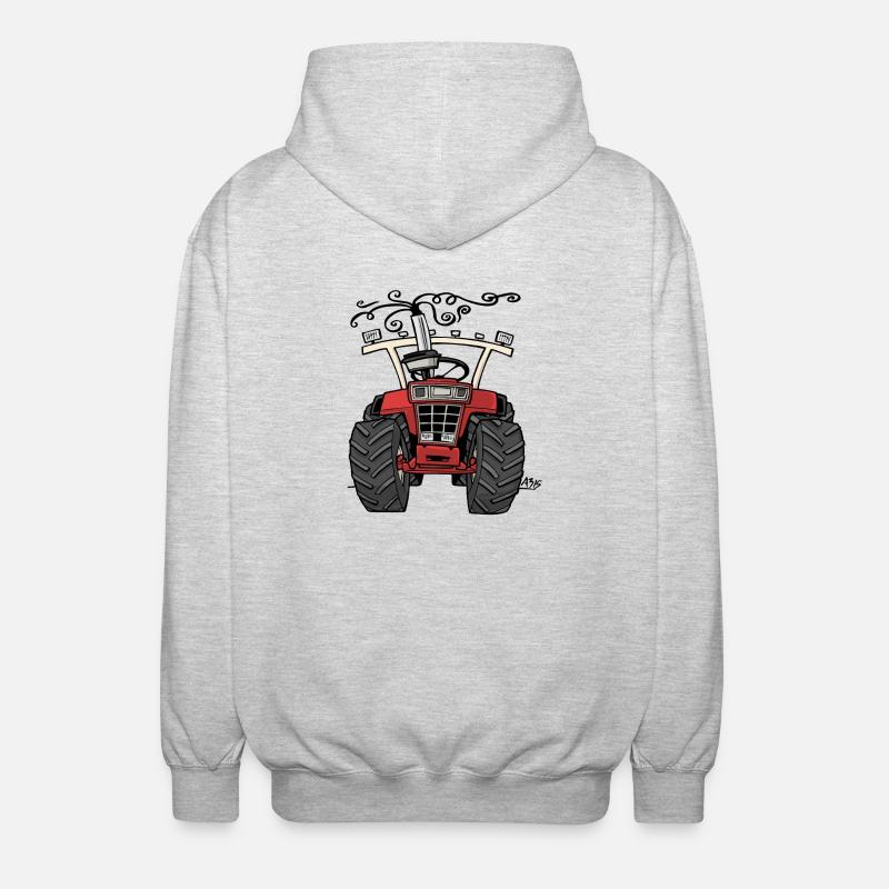 0143 roter Traktor 1255 - Unisex Kapuzenjacke - Hellgrau meliert