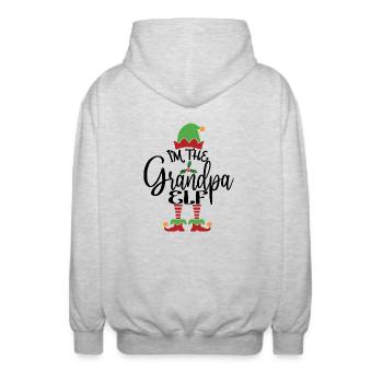 Opa Elf Niedliches lustiges passendes Weihnachtskostüm - Unisex Kapuzenjacke - Hellgrau meliert - Hinten - AI Model Male 185 light (185cm)