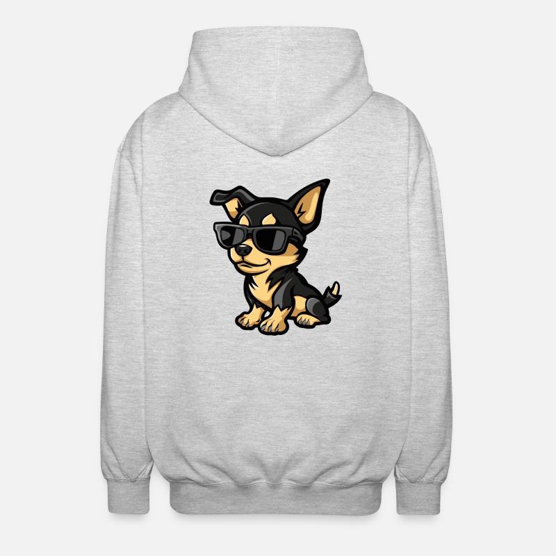 Chihuahua Chiens Bande Dessinée Cool - Veste à capuche unisexe - gris clair chiné