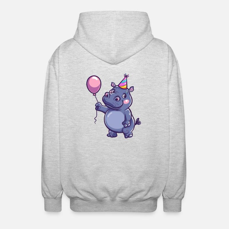 Hippopotame Anniversaire Bébé - Veste à capuche unisexe - gris clair chiné