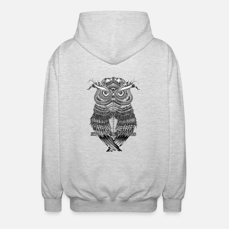 Eule - Unisex Kapuzenjacke - Hellgrau meliert