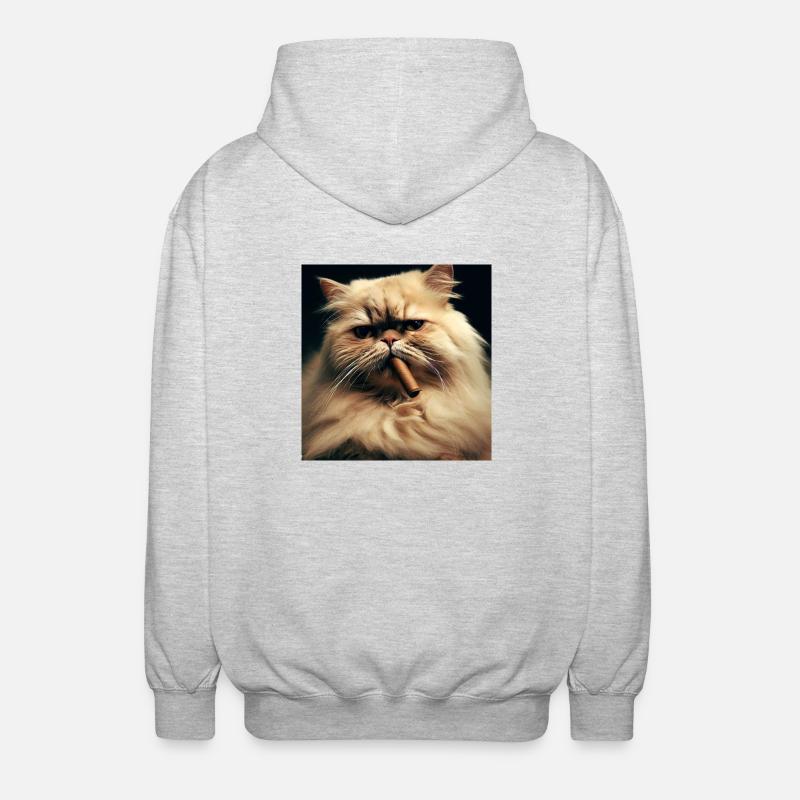 Chat persan Negan avec cigare - Veste à capuche unisexe - gris clair chiné