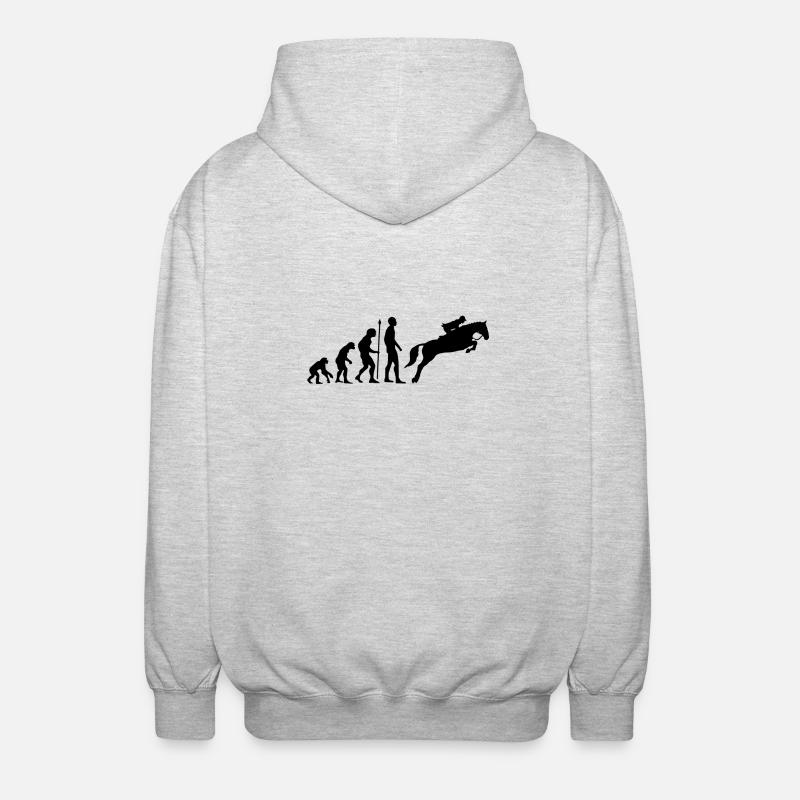 Reiterin Evolution Springreiten Pferde - Unisex Kapuzenjacke - Hellgrau meliert