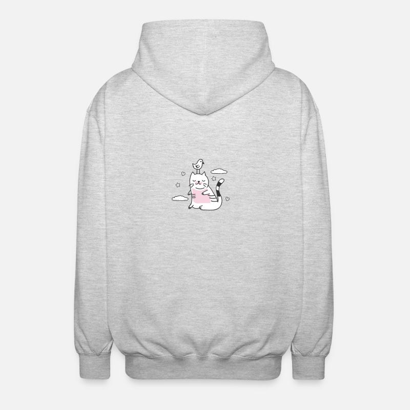 oiseau dans le chat - Veste à capuche unisexe - gris clair chiné