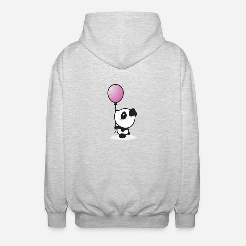 panda avec baloon - Veste à capuche unisexe - gris clair chiné