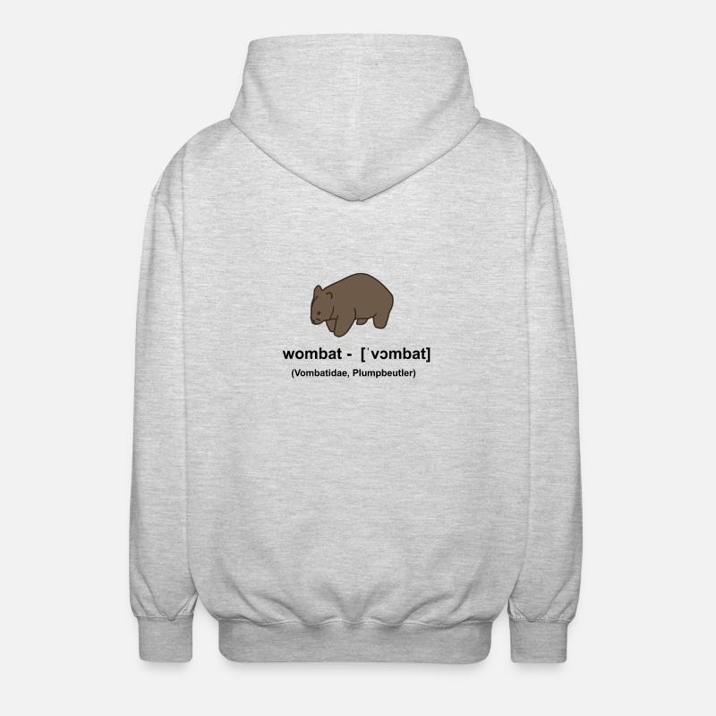 Wombat - Définition - Wombit, Vombatidae - Veste à capuche unisexe - gris clair chiné