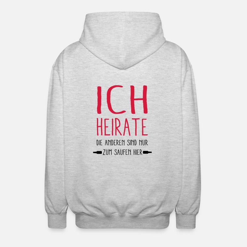 ich Heirate - Unisex Kapuzenjacke - Hellgrau meliert