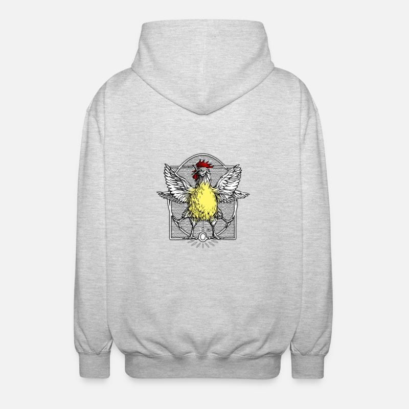 Le coq de Vitruve2 - Veste à capuche unisexe - gris clair chiné