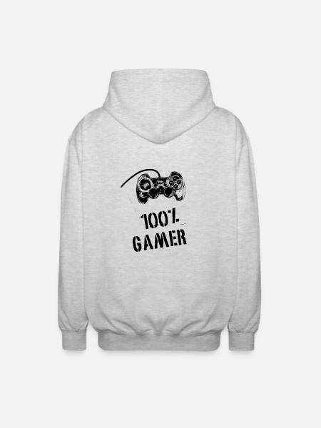100% Gamer - Unisex Hooded Jacket - light heather grey