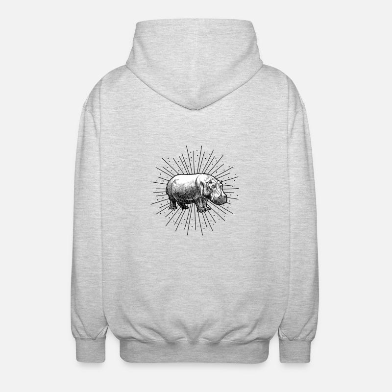 Nilpferd - Unisex Kapuzenjacke - Hellgrau meliert