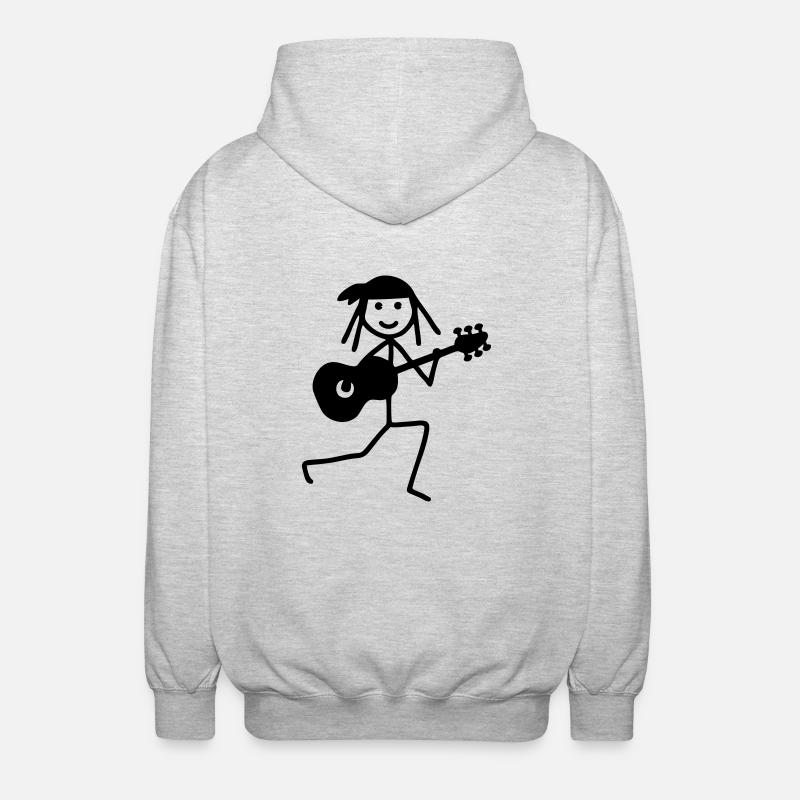 Strichmännchen - Gitarrist - Unisex Kapuzenjacke - Hellgrau meliert