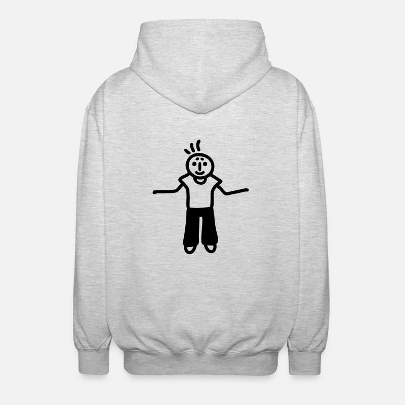 Strichmännchen egal - Unisex Kapuzenjacke - Hellgrau meliert