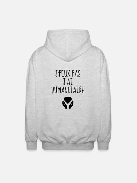 Volunteer Humanitarian Freiwilliger Bénévole - Unisex Hooded Jacket - light heather grey