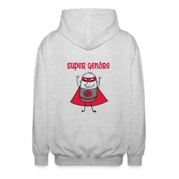 Super gendre - Veste à capuche unisexe - gris clair chiné - Dos - AI Model Male 185 light (185cm)