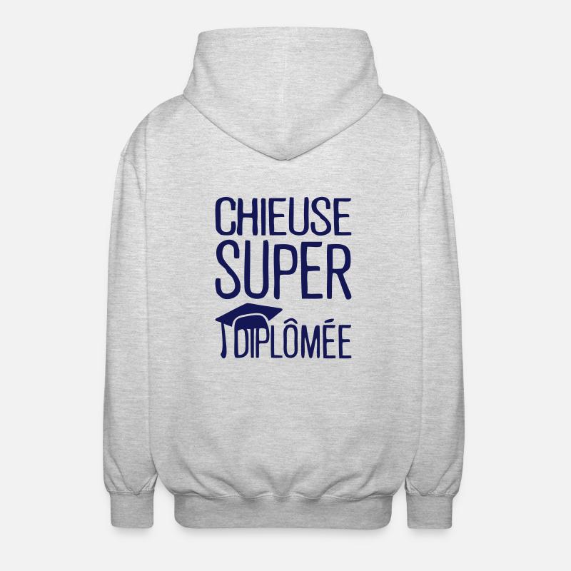 chieuse super diplomee citation humour - Veste à capuche unisexe - gris clair chiné