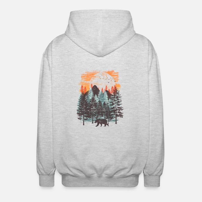 Wald Landschaft (Bär) - Unisex Kapuzenjacke - Hellgrau meliert