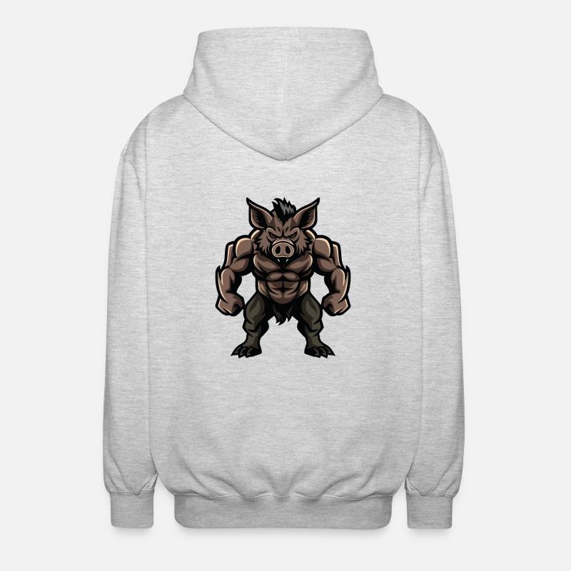 Bande dessinée Sanglier - Veste à capuche unisexe - gris clair chiné