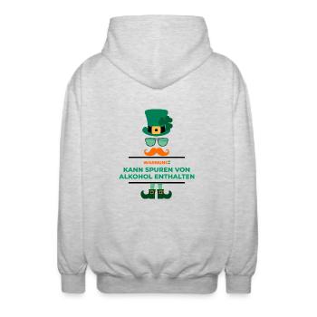 Spuren von Alkohol enthalten - St Patrick's Day - Unisex Kapuzenjacke - Hellgrau meliert - Hinten - AI Model Male 185 light (185cm)