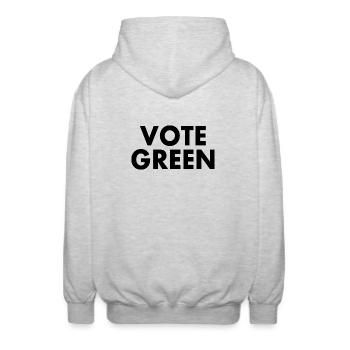 Vote green - Unisex Hooded Jacket - light heather grey - Back - AI Model Male 185 light (185cm)