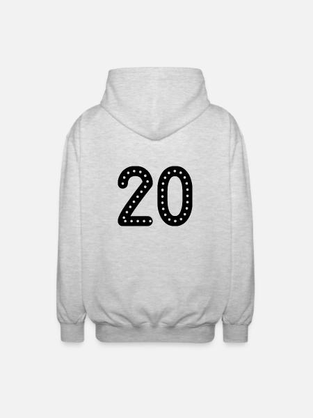 20 ÅR. 20 ÅRS JUBILÆUM. JUBILÆUM 20 ÅR. 20 - Unisex hættejakke. - lysegrå meleret