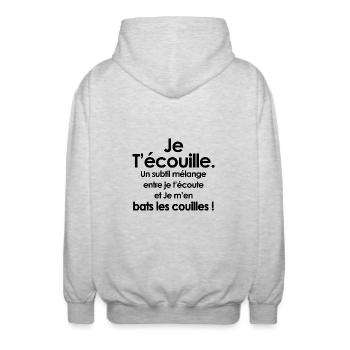 Humour Français phrase drôle T-shirt homme - Veste à capuche unisexe - gris clair chiné - Dos - AI Model Male 185 light (185cm)
