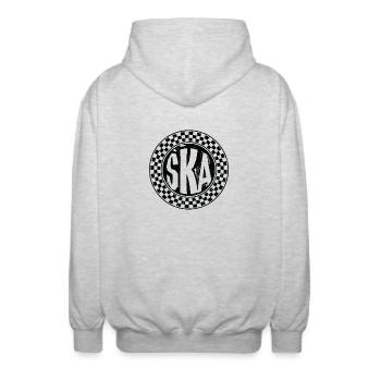 Ska Musik - Unisex Kapuzenjacke - Hellgrau meliert - Hinten - AI Model Male 185 light (185cm)