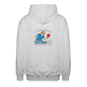 Tischtennis Legende König Macht Den Raum Unsicher - Unisex Kapuzenjacke - Hellgrau meliert - Hinten - AI Model Male 185 light (185cm)