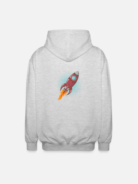 Comic Rocket Spaceship Spacecraft Missile - Unisex Hooded Jacket - light heather grey